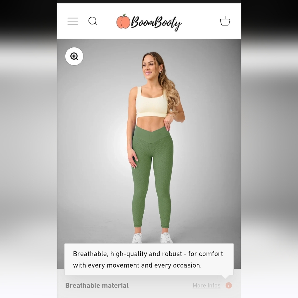 Boom Booty Milan Anti- Cellulite Legging Size L Green